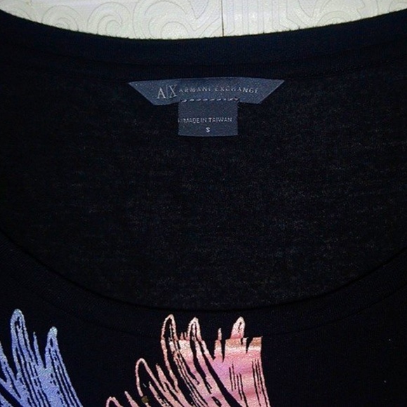 Armani Y2K Vintage Black Semi-Sheer Angel Wings Top S Small - Picture 3 of 7